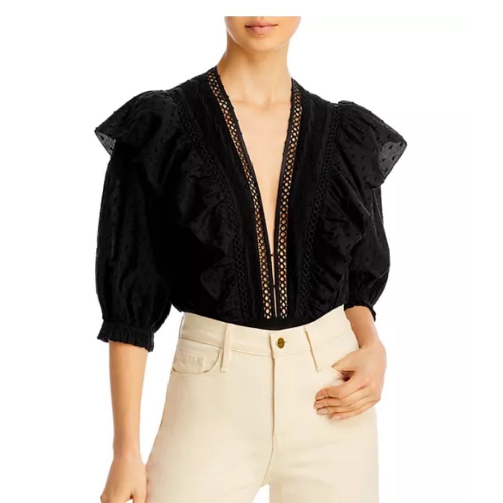 Farm Rio, black lace, bodysuit size medium brand new with tags